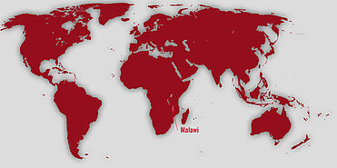 Malawi auf der Weltkarte