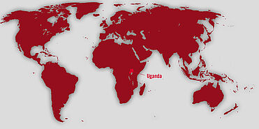 Uganda auf der Weltkarte