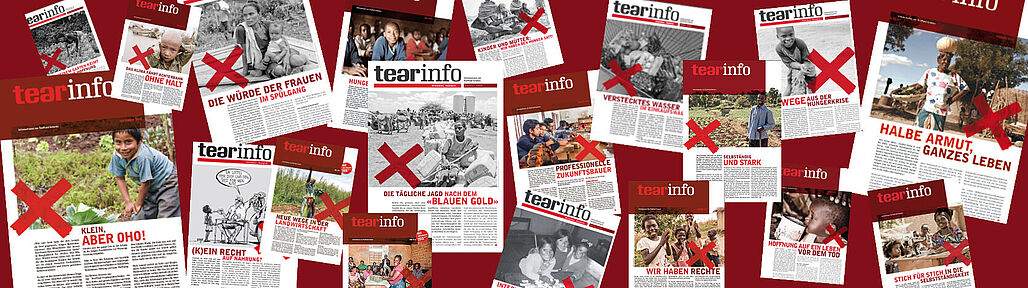 Collage mit verschiedenen Covers des Magazins tearinfo