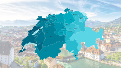 Schweizer Karte mit allen Gemeinden aufgezeichnet.